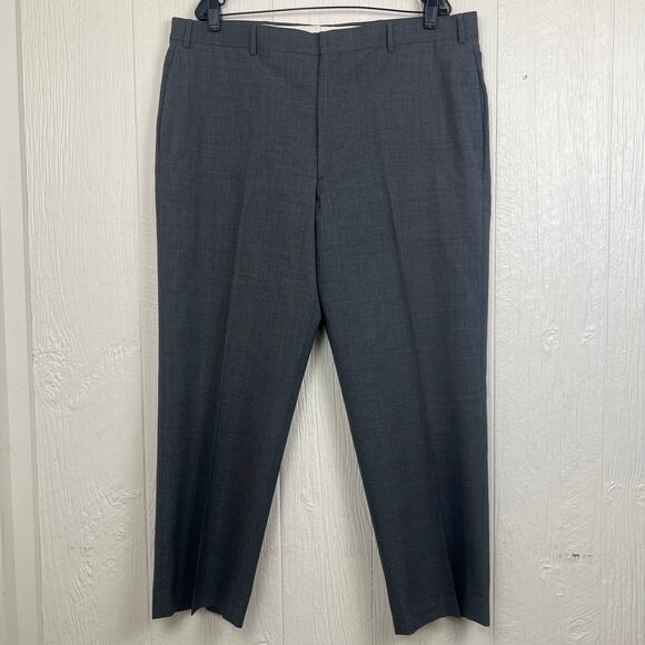 Brooks stretch dress pants mens 40x29 100% worsted wool flat front charcoal gray - Picture 8 of 9